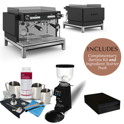 Crem EX3 2 Group Mini Espresso Machine and Grinder Package - White or Black