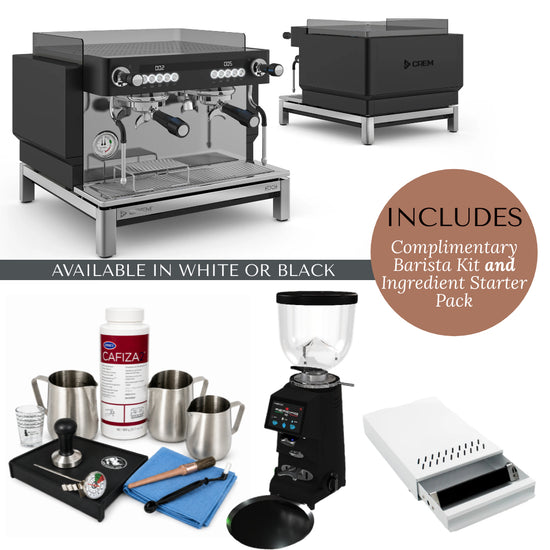 Crem EX3 2 Group Mini Espresso Machine and Grinder Package - White or Black