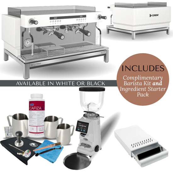 Crem EX3 2 Group Espresso Machine and Grinder Package - White or Black