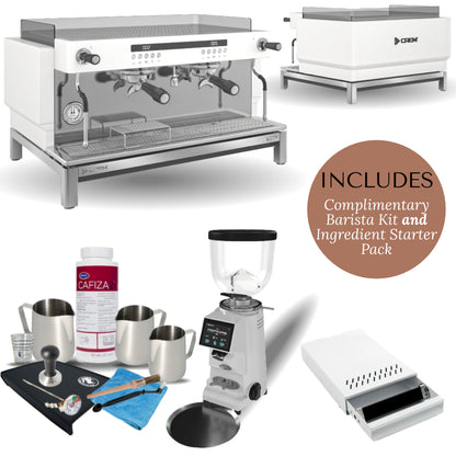 Crem EX3 2 Group Espresso Machine and Grinder Package - White or Black