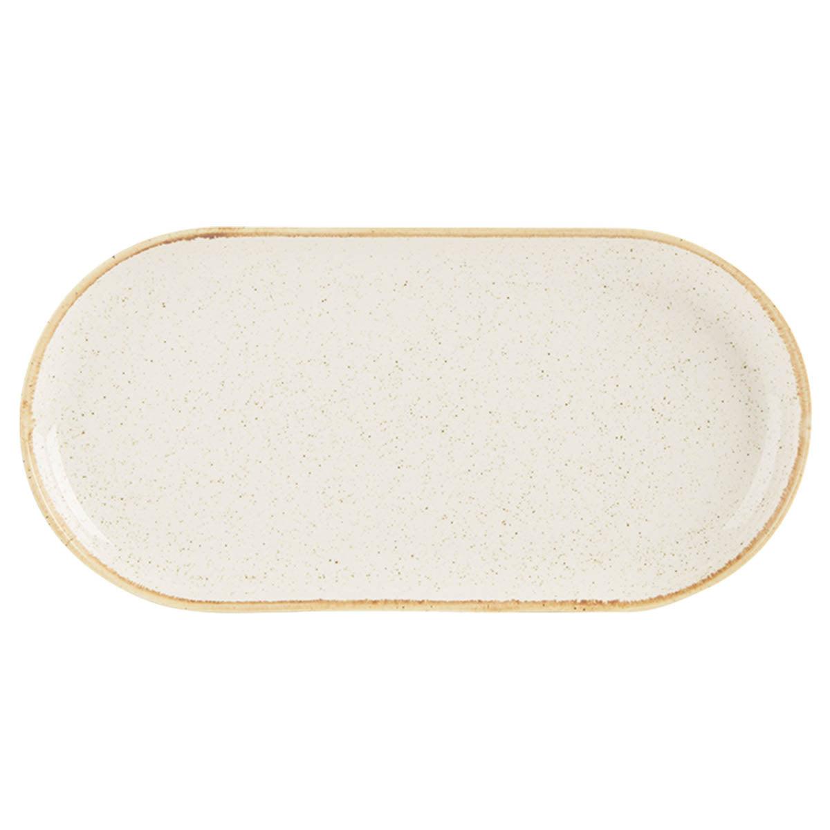 Porcelite Seasons Oatmeal Narrow Oval Plate 30cm - coffeequestuk